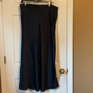 A New Day Women’s Black Casual Satin Elastic Waistband Maxi Slip Skirt Size XL